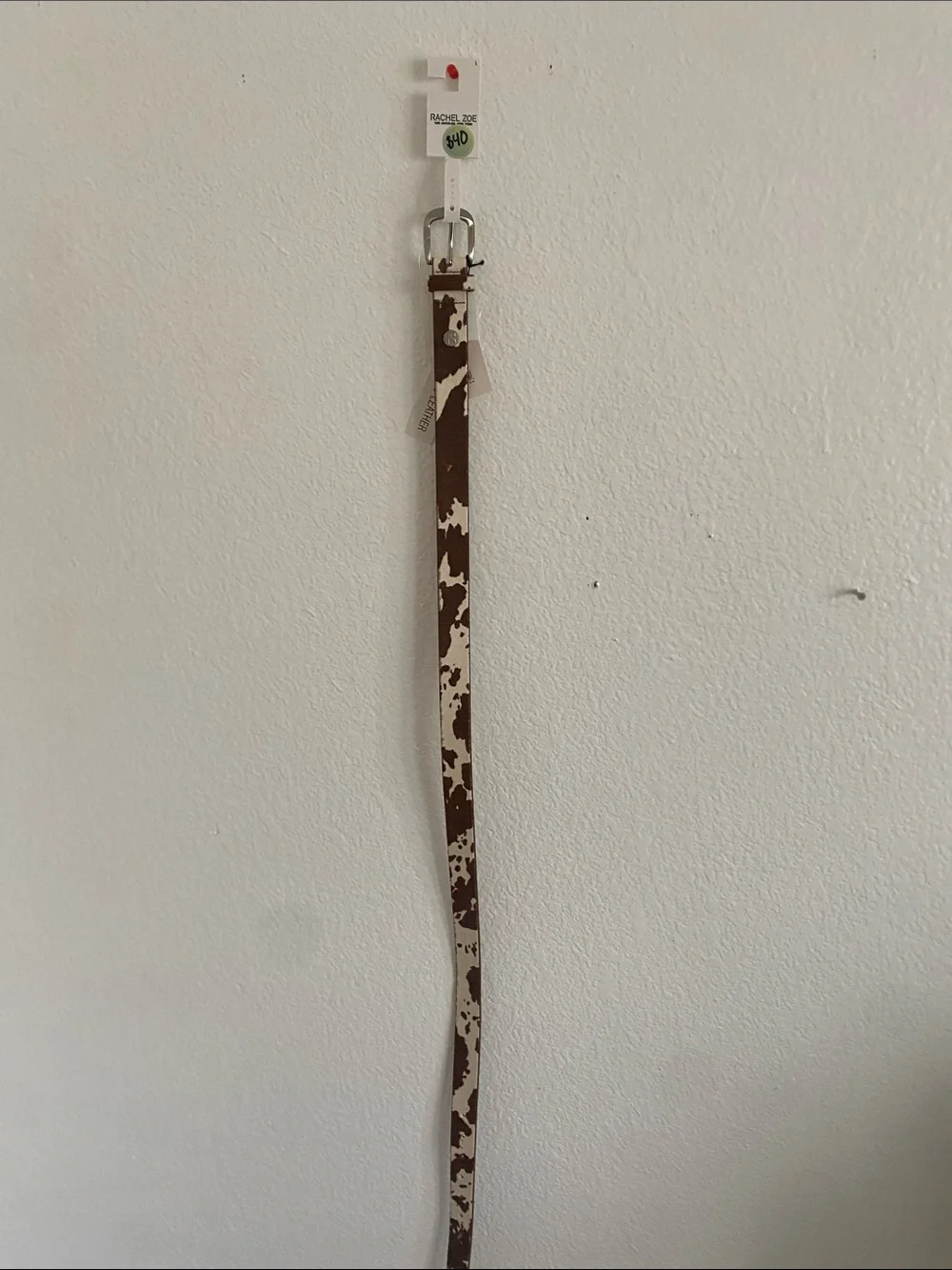 Rachel Zoe Brown and Cream Cowhide Belt with Silver Buckle